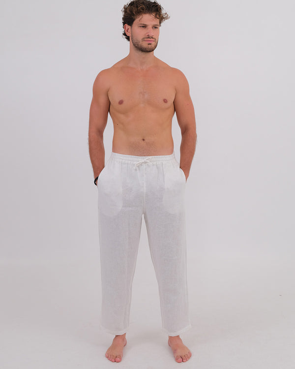Long Pant Linen 100% White