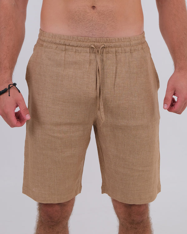 Unisex Short Linen 100% Brown
