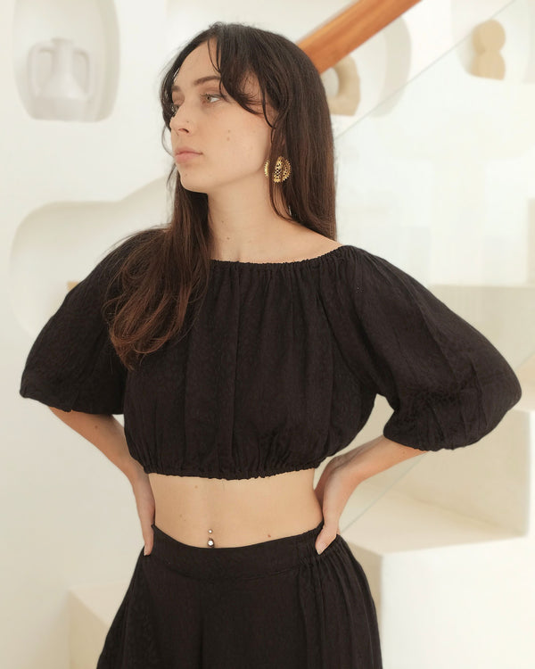 Sabrina Top + Culotte Leopard Black