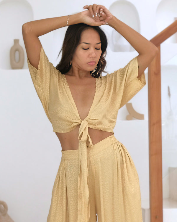 Wrap Top + Culotte Leopard Gold